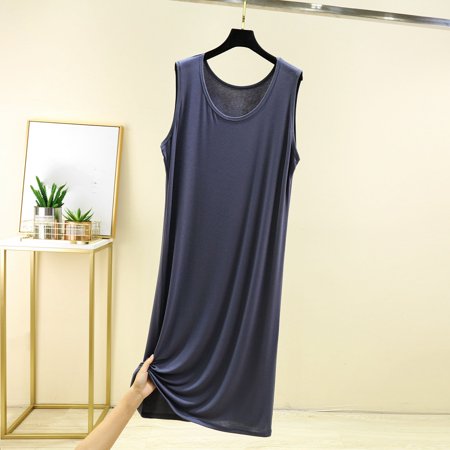 Elvqul Sleeveless Night Shirts for Women Plus Size Nightgown for Women Gray Womens Long Solid Nightgown