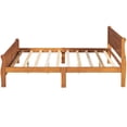 thumbnail image 2 of Full Size Platform Bed Frame, SEGMART Platform Bed Frame with Headboard, Solid Wood Bed Frame with Wood Slat Support/Footboard, Bed Frame No Box Spring Needed, 82.3"L x 57"W x 35.4"H, Oak, H2382, 2 of 9
