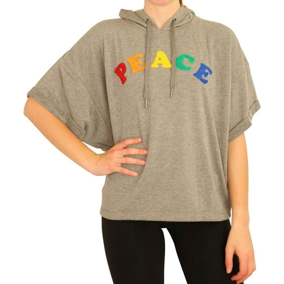 P.J. Salvage Womens Peace Pajama Sweatshirt Top, Grey, Medium