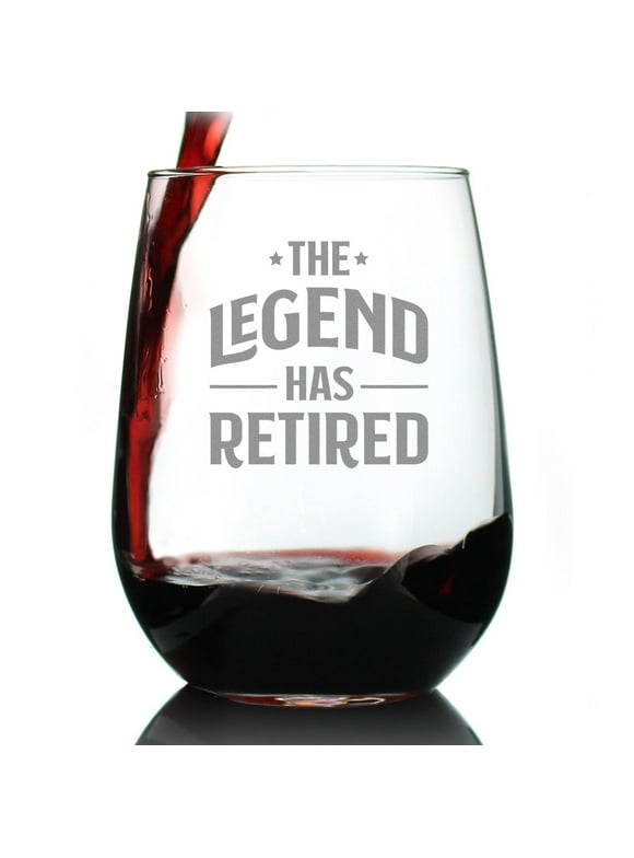 The Legend Has Retired - Stemless Wine Glass - Funny Retirement Gifts for Boss or Coworkers - Large 17 Ounce Size