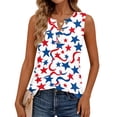 thumbnail image 5 of Womens 250 Anniversary Shirts American Flag Print Sleeveless Scoop Neck Botton Down Tunics Patriotic Stretchy Summer Casual Wear Tops,XL,#01 Watermelon Red, 5 of 5