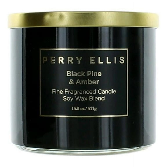 Perry Ellis 14.5 oz Soy Wax Blend 3 Wick Candle - Black Pine and Amber