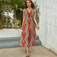 thumbnail image 3 of Lobster Art Prints Womens Night Club Maxi Dress V Neck Sleeveless Bohemia Long Dresses, 3 of 9