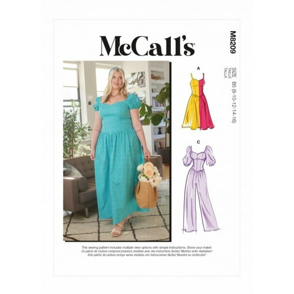McCalls Sewing Pattern 8209 Dresses, Jumpsuits KK (26W-28W-30W-32W)
