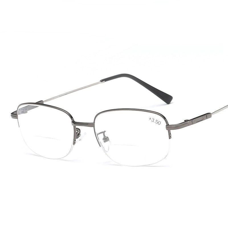 Mens Half Rimless Bifocal Reading Glasses Metal Readers