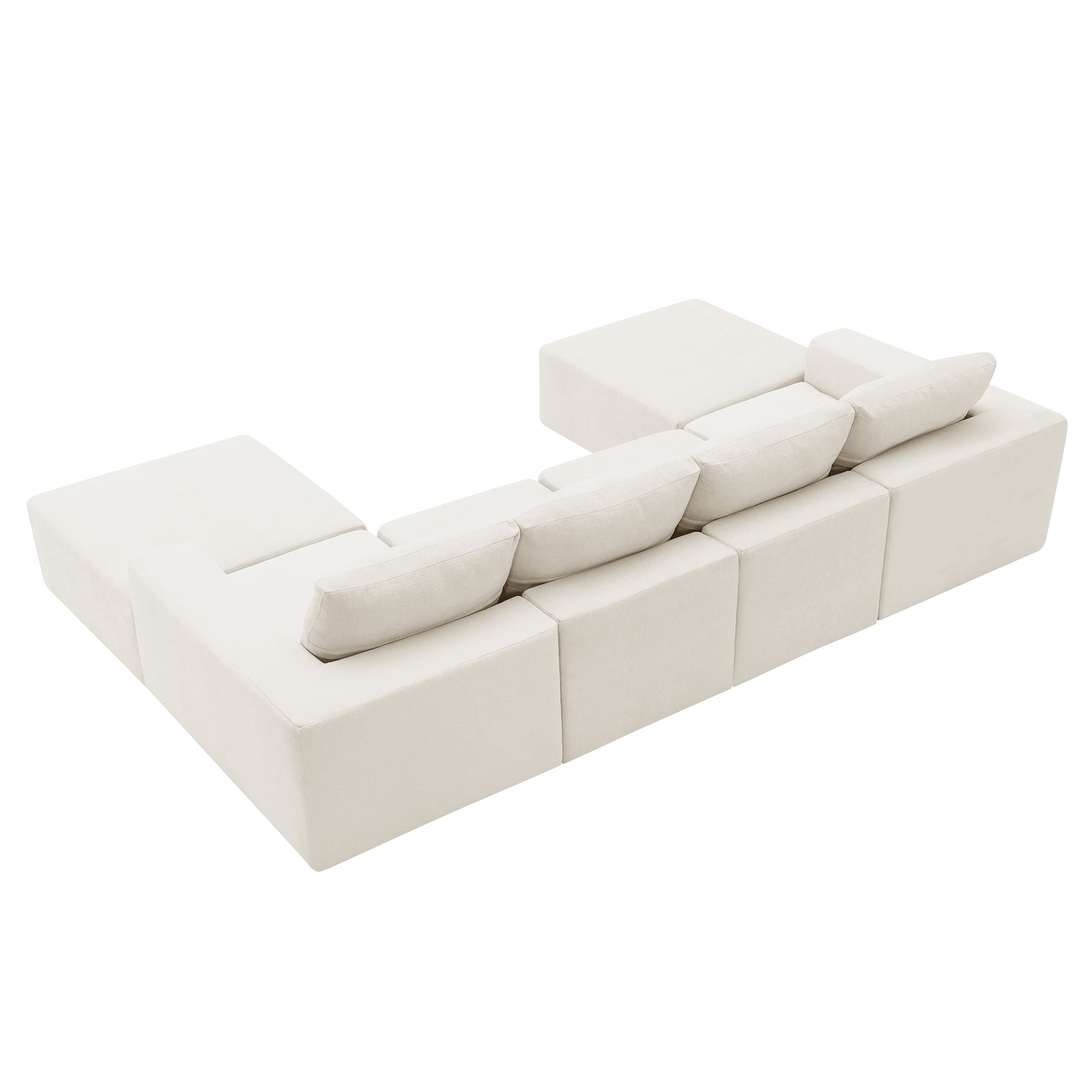 MAYEERTY 110x72" Modular U-Shaped Sectional Sofa - Luxury Chenille Floor Couch with Ottomans/Deep Seat, No Assembly for Living Room/Bedroom, 3 Colors