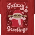 thumbnail image 2 of Men's Star Wars: The Mandalorian Christmas Grogu Galaxy's Greetings Cute Graphic Tee Red Medium, 2 of 5