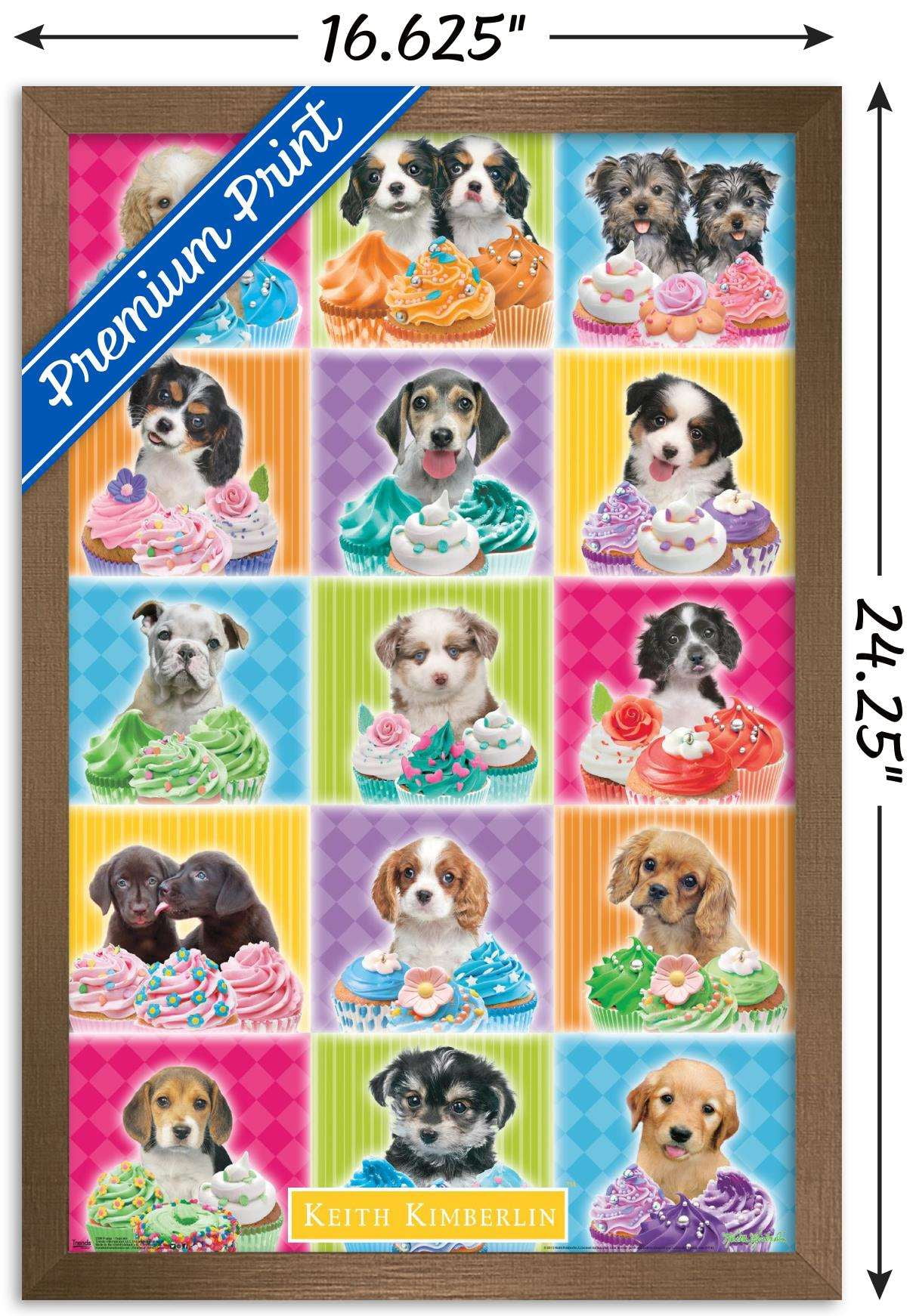 Keith Kimberlin - Puppies - Cupcakes Wall Poster, 14.725" x 22.375", Framed
