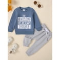 thumbnail image 4 of Jxzom Baby Boy Fall Clothes The Handsome Ones Are Always Trouble Letter Print Long Sleeve Sweatshirt Tops Pants 2Pcs Toddler Infant Outfits Set, 4 of 8