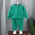 thumbnail image 3 of Afuyipoi Kids All Over Letter Print Long Sleeve Sweatshirt and Jogger Pants Set 100% Cotton 2-12Y Army Green Size 8, 3 of 6