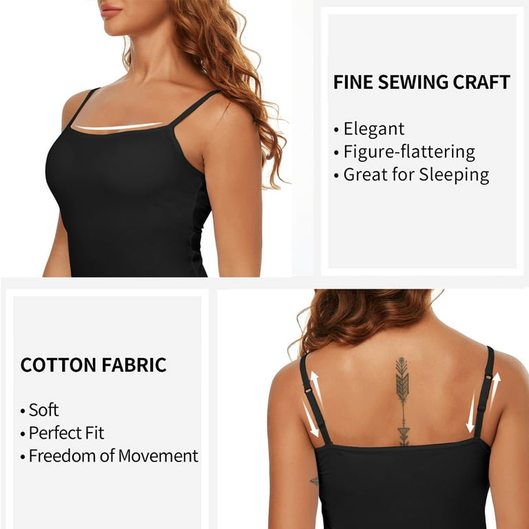 FITVALEN Camisole with Built in Bra for Women Basic Tank Top Adjustable  Straps Cami Undershirts 