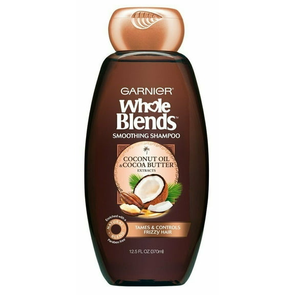 Garnier Whole Blends Smoothing Shampoo, Coconut Oil & Cocoa Butter Extracts 12.50 oz (Pack of 2)