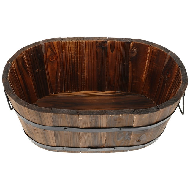 Pot de Fleurs en Bois Tonneau Pot de Fleurs Réutilisable Support de Jardinière Pot de Jardinière en Bois