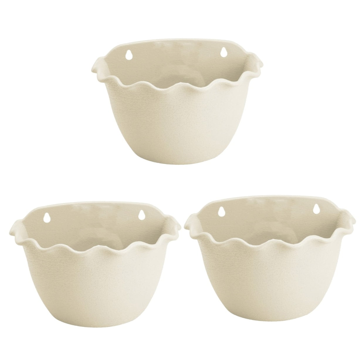 Raindrops 3-Piece Wall Hanging Planter Set, Semicircle Flowerpot for Indoor Outdoor Garden, Beige Small Decorative Plant Containers