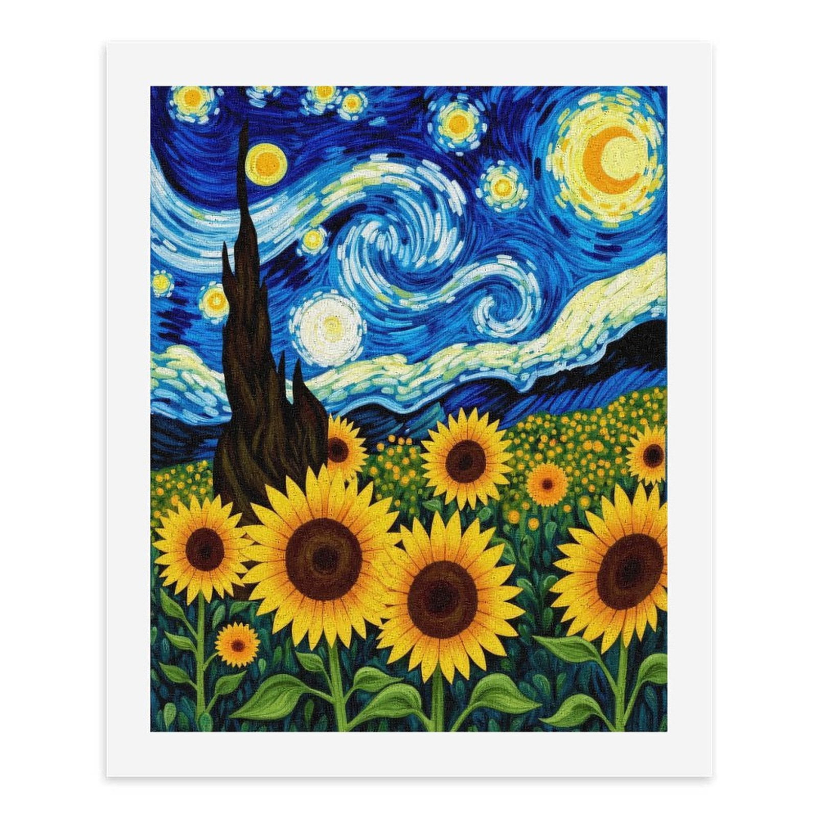 Paint By Numbers Kit for Adults Beginner - DIY Starry Night Sunflower Field Canvas Painting Kits for Adults, Frameless Paint By Number for Adults for Home Wall Decor 16x20 Inch