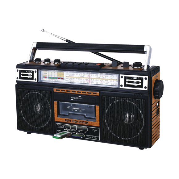 SuperSonic SC-3201BT Retro Radio and Bluetooth Speaker: Built-in Analog Music to Digital Files Converter