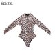 thumbnail image 2 of Traje de baño de una pieza con cremallera y protección UV de manga larga para mujer, estampado de leopardo, 2 of 7