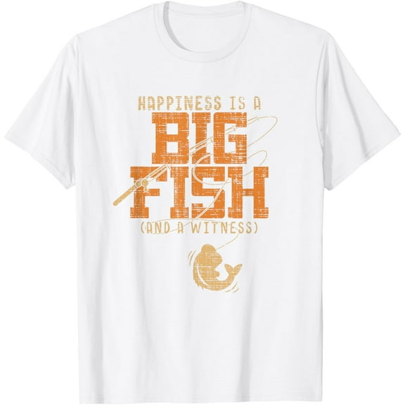 Happiness is A Big Fish And A Witness T-Shirt - Fishing Tee Mens T-Shirt