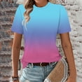 thumbnail image 2 of Ichuanyi Womens Summer Tops Trendy Gradient Color Print Short Sleeve Tshirts Shirts Crew Neck T Shirts Fashion, 2 of 7