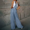 thumbnail image 2 of Aayomet Womens Rompers And Jumpsuits Womens Vintage Daily Casual Sleeveless Pocket Washed Denim Bib Jeans Overalls Casual Denim,Blue M, 2 of 5