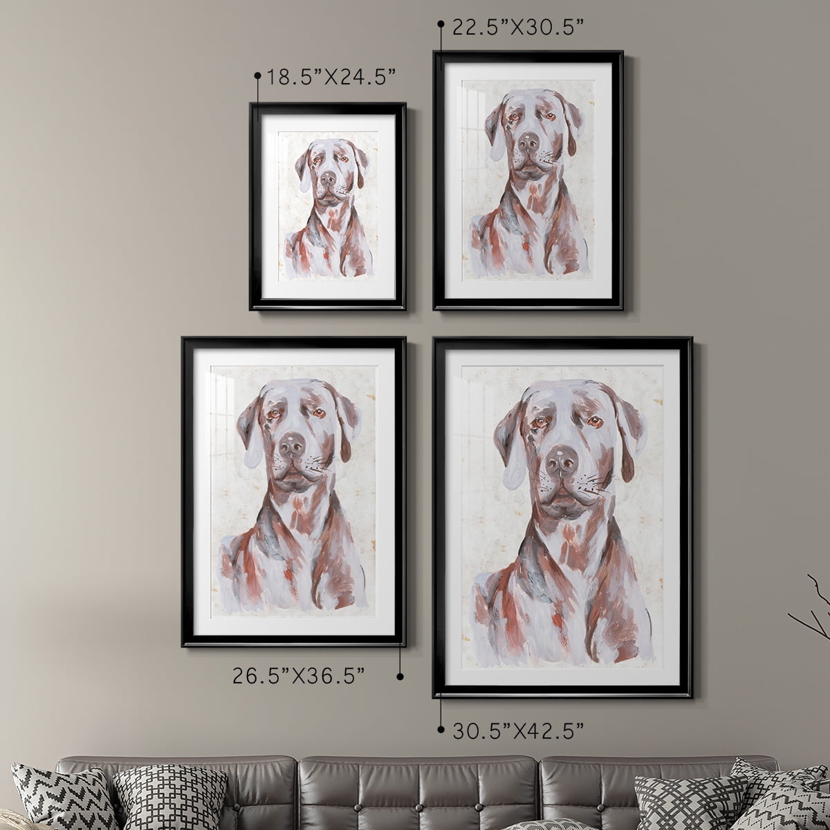 Wexford Home Sitting Dog I Premium Framed Print, 22.5" x 30.5" - Ready to Hang, Black (Set of 2)
