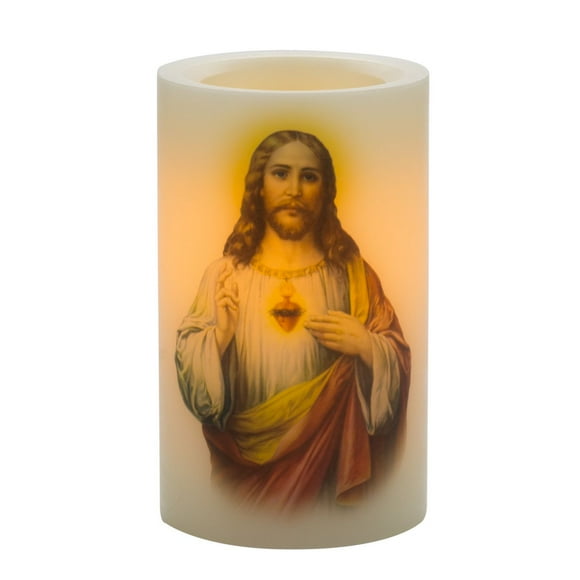 Bougie DEL Inglow de 5 po de hauteur à motif de Vierge Marie 3 x 5 po