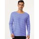 thumbnail image 2 of Camisea rayas pahombre, cuello redondo, manlarga, informal, de algodón, camiseta, top 46, rayas azul marino, 2 of 5