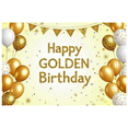 thumbnail image 3 of LUUFILx Glittery Golden Happy Golden Birthday Banner Backdrop Background Party Decoration, 3 of 8