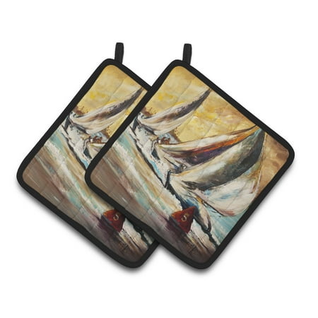 

Carolines Treasures JMK1244PTHD Boat Race Sailboats Pair of Pot Holders 7.5HX7.5W multicolor