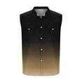 thumbnail image 4 of Blczomt Sleeveless T Shirts for Men Casual Button Down Gradient Tank Top with Pockets Gold Summer Collared Men Shirt, 4 of 5