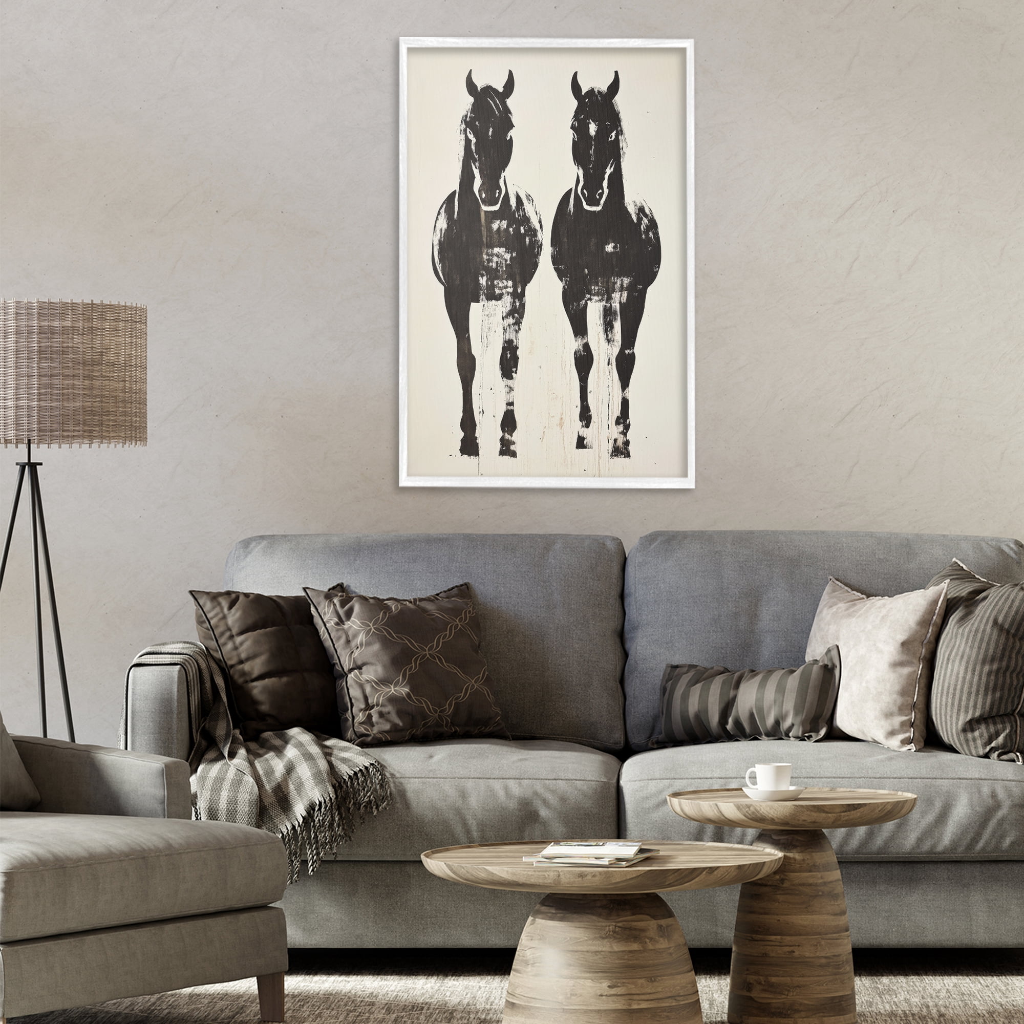 Stupell Industries Silhouetted Horse Couple White Framed Giclee Art, design by Petal Prints Design