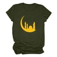 thumbnail image 5 of Penkiiy Happy Ramadan Tops Blouse for Women Women's Graphic Tees Moon Print Short Sleeve Round Neck T Shirts Tops XL Army Green, 5 of 6