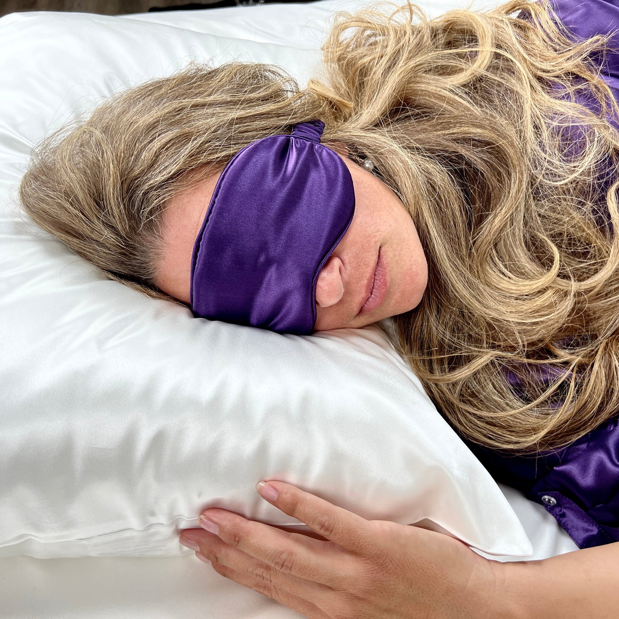 Mulberry Park - 100% Pure 22 Momme Silk Sleep Eye Mask - Luxurious, Smooth and Ultra Soft Comfortable Sleeping Mask with Silk Covered Strap, Blocks Light for Deep, Full Night's Sleep - Plum