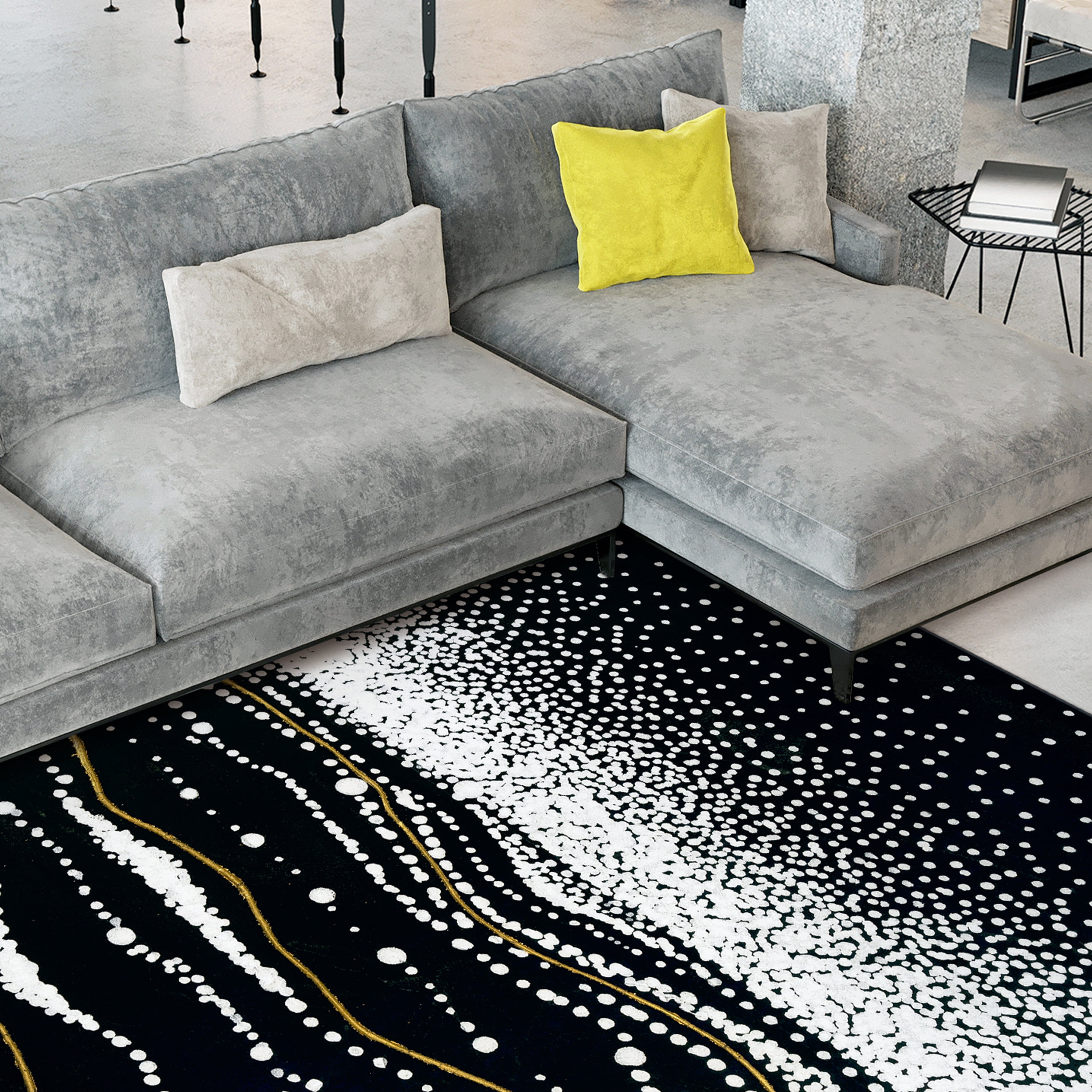 Infinity Sands II Washable Black Art Area Rug size 5'x8'