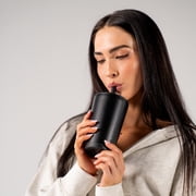 HydroJug Everyday Tumbler – Ceramic-Lined Insulated Tumbler with Straw and Soft-Touch Lid, Cup Holder Friendly – 14 oz, Black