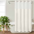 thumbnail image 3 of Pure Apricot No Hook Shower Curtain Waterproof, Bathroom Curtains with Snap in Liners and See Through Top Window, Simple Solid Color Hotel Style Bathtub Curtains Shower 54"Wx78"L, 3 of 8