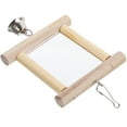 thumbnail image 6 of FRCOLOR Wood Bird Mirror Toy for Parrot with Bell Light Brown Hanging Design for Cage Cockatiel Toy, 6 of 10