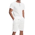 thumbnail image 3 of Aiyino Men's 2 Pieces Short SleeveShorts Summer Outfits Men's Tracksuit Henley Short Sleeve Suit Set Casual Running Sport Sweat Activewear 2 Piece Set, 3 of 8