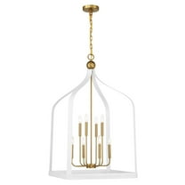 Sheffield 8-Light Pendant in White with Warm Brass Accents