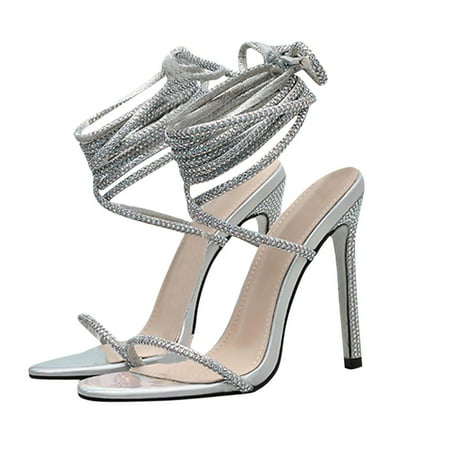 

Summer Savings Clearance! SHENGXINY Fashion Womens Shiny Strappy High Heels Sexy Ladies Summer Sandals High Heels Party Strip Shoes Woman Elegant