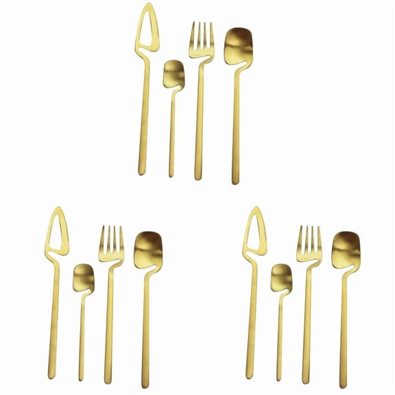 Matte Cutlery Set,Stainless Steel Dinner Tableware,Flatware Set,Knife Fork Spoon Dinnerware Set Party Set(Gold,12 PCS)
