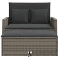 thumbnail image 6 of vidaXL Patio Sofa with Cushions 2-Seater Gray Poly Rattan, 6 of 11
