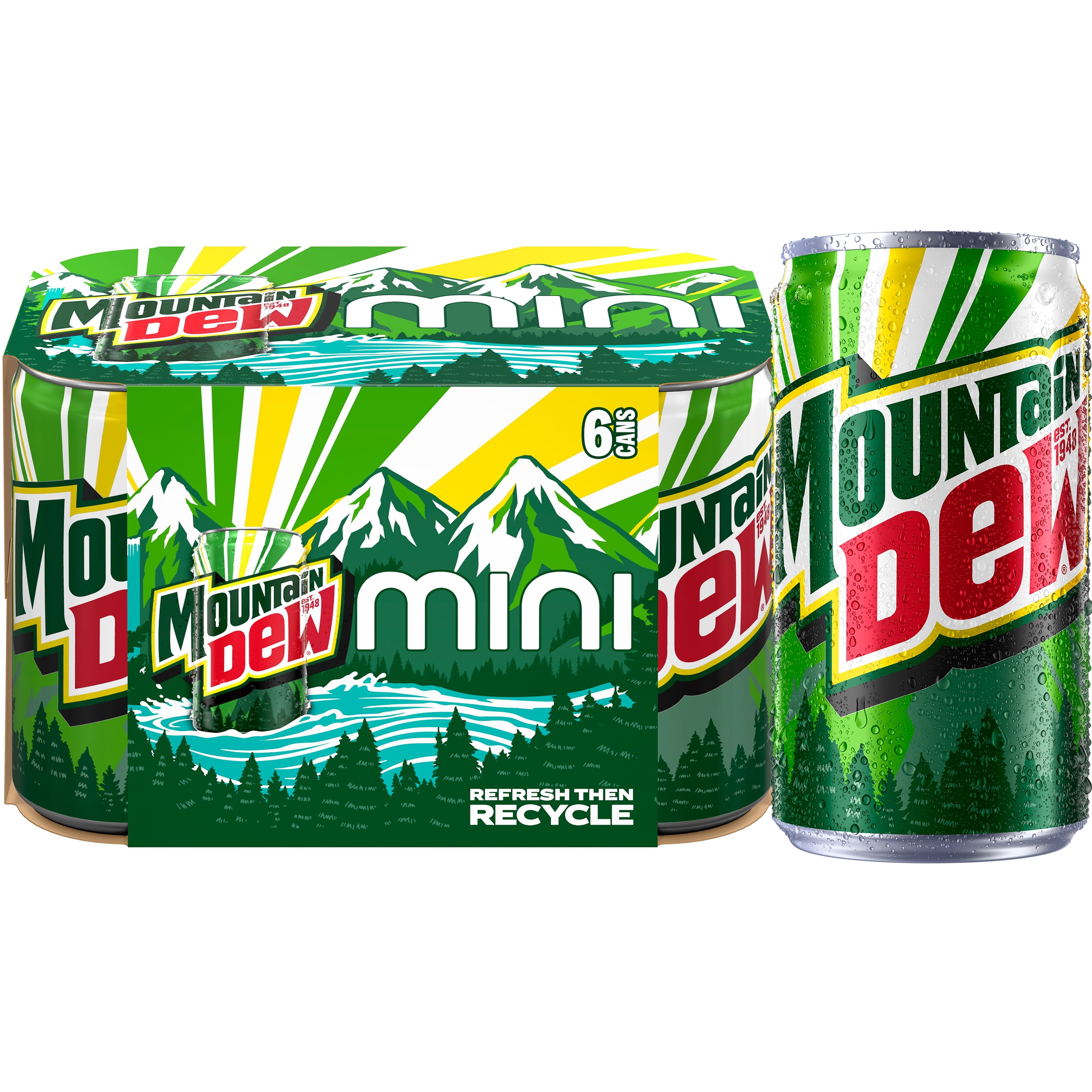 (2 pack) Mountain Dew Soda Citrus Pop, 7.5 fl oz 6 Pack, Paperboard, Allergens not contained