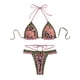 thumbnail image 4 of Conjunto de bikini para mujer, sujetador con cordones de estilo étnico y braguita de cintura baja Traje de baño de verano Nituyy Bañador de tres puntos con tiras estampadas, 4 of 5