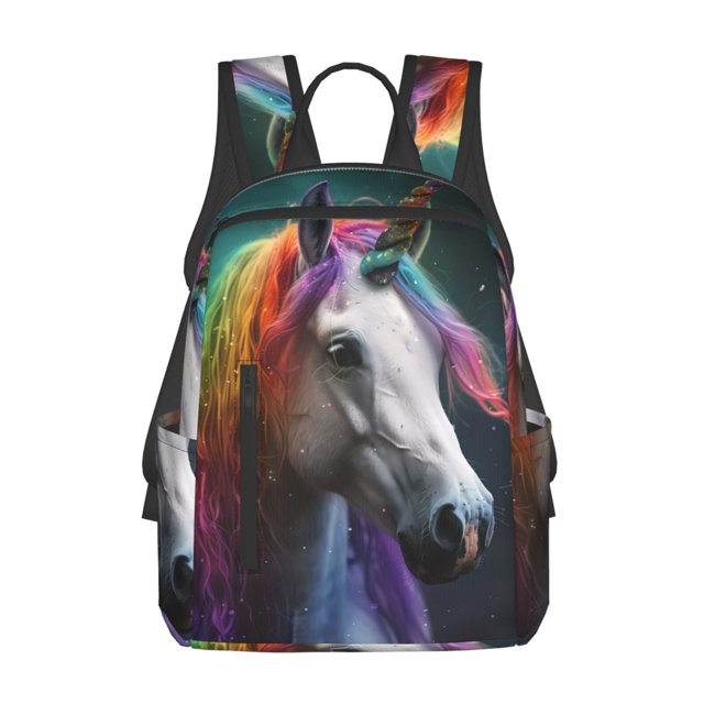 Balery Colorful Haired White Horse Mochila ligera para hombre y mujer: duradera e impermeable, ideal para la escuela, el trabajo, viajes y uso diario.