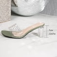 thumbnail image 5 of Chunky Heels for Women Clear Block Heels Sandals Square Toe Open Toe Transparent Strap Comfortable Dress Shoes Slip on Mules Green 6(37), 5 of 9