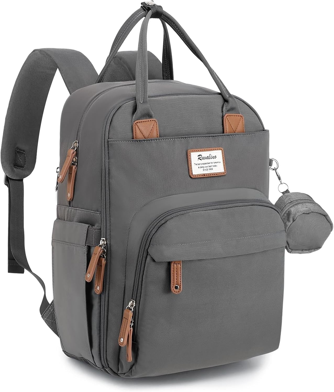 RUVALINO Diaper Bag Backpack - Multifunctional Travel Maternity Baby Changing Bag - Iron Gray