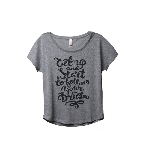 Thread Tank Follow Your Dream Women's Relaxed Slouchy Dolman T-Shirt Tee Heather Grey Small