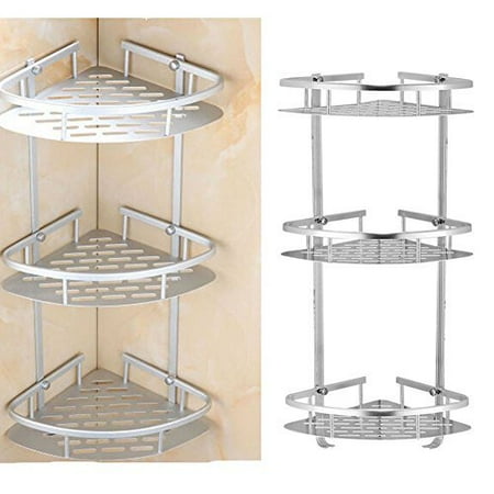 Bath Towel Storage Baskets 3 Layer Triangular Shower Caddy Shelf Bath Rack Storage Holder Basket Hanger for Towels, Soap, Shampoo ()