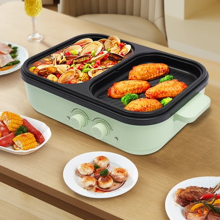 1300W 2-in-1 Electric Hot Pot and Grill for Versatile Cooking